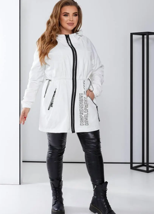 Ветровка-плащ женская демисезонная на флисе батал 52-54,56-58 60-62,64-66 1399ве7 фото