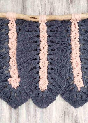 Макраме панно плетеные перья3 фото