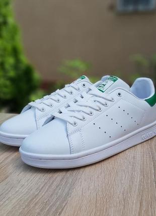 👟 кросівки  adidas stan smith білі з зеленим       / наложка bs👟