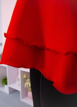 Шифоновая нарядная блуза с рюшами, красного цвета, 167r0895 фото