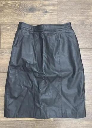 Стильная черная кожаная юбка маленького размера xs-s, 42-444 фото
