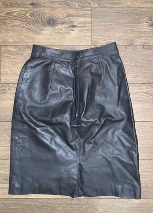 Стильная черная кожаная юбка маленького размера xs-s, 42-442 фото