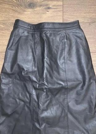 Стильная черная кожаная юбка маленького размера xs-s, 42-443 фото