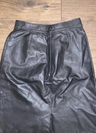 Стильная черная кожаная юбка маленького размера xs-s, 42-445 фото