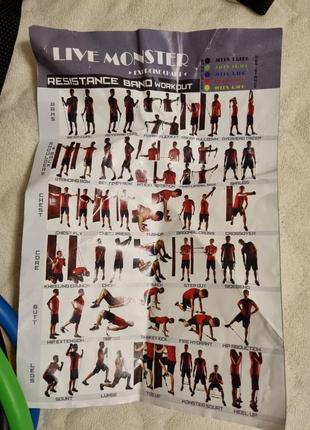 Набор эспандеров, резинок для фитнеса с ручками, разной жесткости