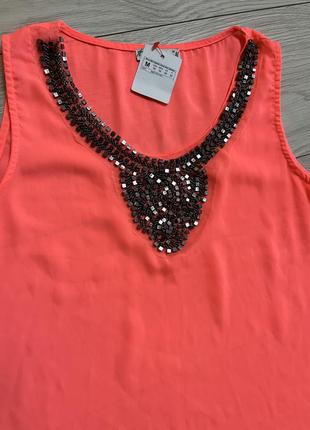 Блуза шифоновая нарядные камни вышивка неонова летний топ кослотная2 фото