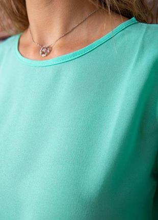 Шифонова ошатна блуза з рюшами, м'ятного кольору, 167r0895 фото