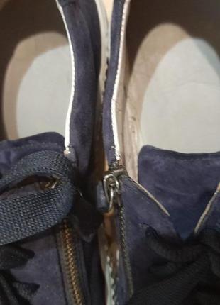 Снікери туфлі замшеві на шнурках із змійками gabor р 38