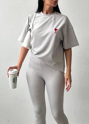 Костюм жіночий ami (футболка + лосини) з малюнком