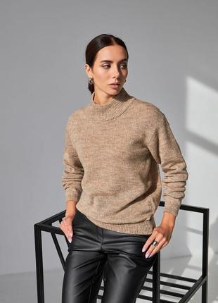 Меланжевый тонкий женский свитер джемпер