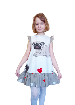 Платье детское с бульдожкой колокольчиков🐕 нарядная праздничная и повседневная3 фото