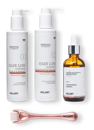 Набір проти випадіння волосся + мезороллер для шкіри голови hillary