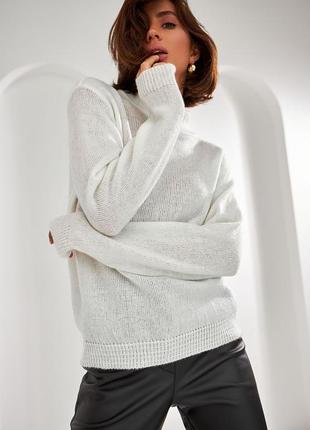 Меланжевый тонкий женский свитер джемпер4 фото