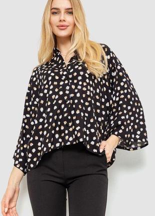 Блуза классическая свободного кроя, цвет черный, 102r332
