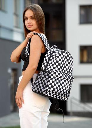 Жіночий рюкзак sambag brix pjt -білий з принтом "сhess"5 фото