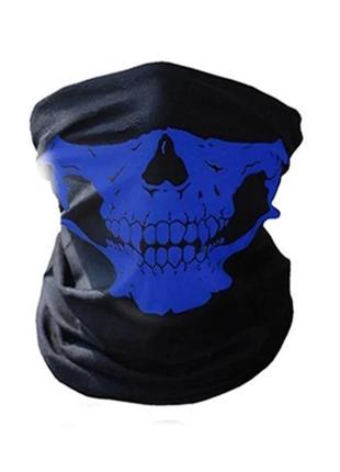 Бафф маска с рисунком черепа (челюсть)синяя,унисекс1 фото