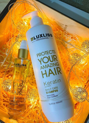 Набор для волос luxliss keratin (шампунь 500 мл + масло 50 мл)1 фото