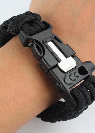 Браслет paracord  flint-fire black (з огнивом)