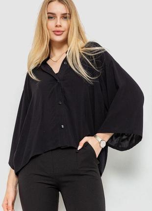Блуза классическая однтонная, цвет черный, 102r332-3