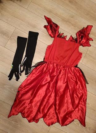 Сукня і рукавички на хеллоуїн 11-12років2 фото