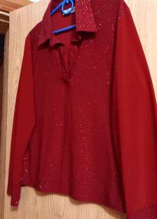 Блуза трикотажная тёмно красная с люрексом4 фото