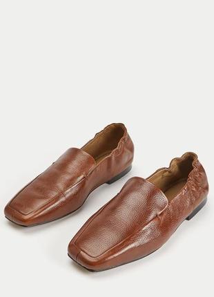 Кожаные туфли лоферы балетки jigsaw с квадратным носком 100% натуральная кожа