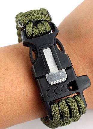 Браслет paracord  flint-fire green (з огнивом)