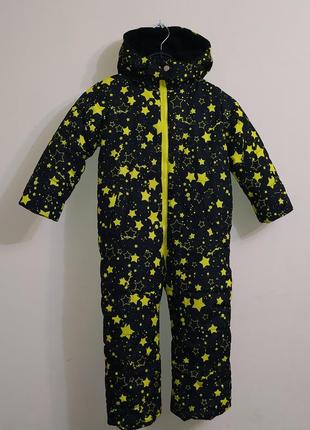 Детский демисезонный цельный комбинезон на флисе "желтые звезды"1 фото