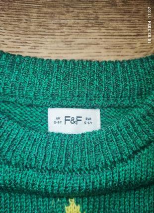 Новогодний свитер f&amp;f на 5-6 лет3 фото