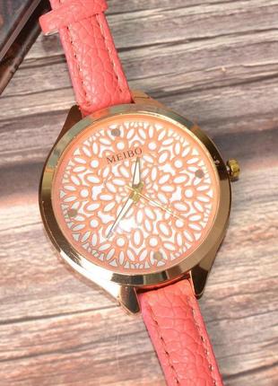Жіночий наручний годинник із тонким ремінцем meibo pink1 фото