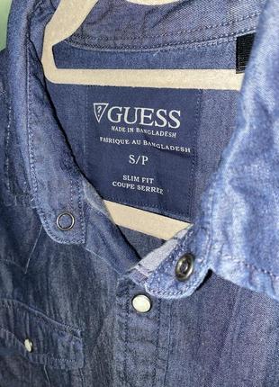 Оригинальная guess мужская рубашка из материала под джинс3 фото
