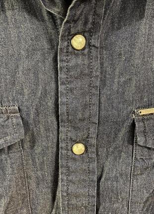 Оригинальная guess мужская рубашка из материала под джинс5 фото