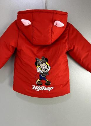 Курточка для дівчинки демісезонна червона з вушками