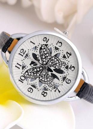 Наручний годинник із метеликом fly black