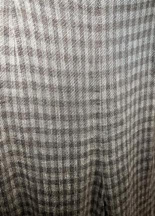 Льняные винтажные брюки в клетку бежевого светло-коричневого цвета4 фото