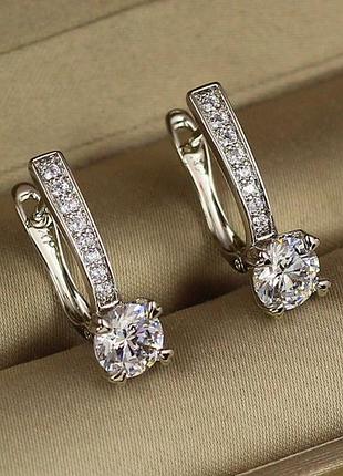 Серьги xuping jewelry грация 2 см серебристые