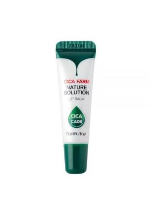 Відновлювальний бальзам для губ з центелою азіатською farmstay cica farm nature solution lip balm, 12 фото