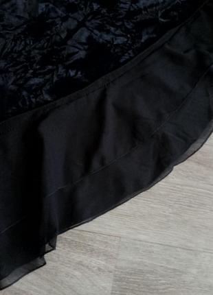 Актуальная, бархатная юбка жатка  с  рюшами 38/м5 фото