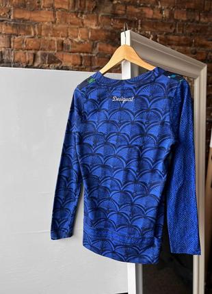 Desigual women’s v-neck blue long sleeve shirt abstract print жіноча кофта на довгий рукав3 фото