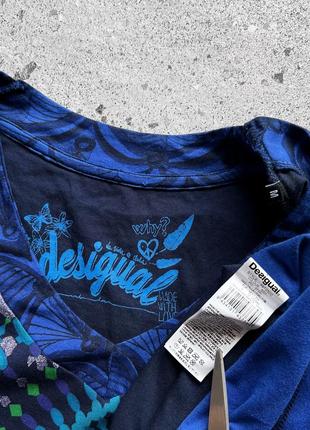 Desigual women's v-neck blue long sleeve shirt abstract print женская кофта на длинный рукав10 фото