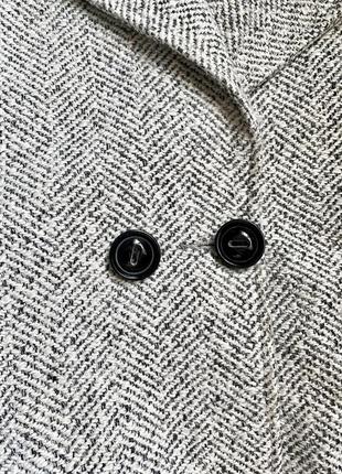 Пальто шерстяное серое в гусиную лапку в стиле zara женское детское подростковое серое молочное черное5 фото