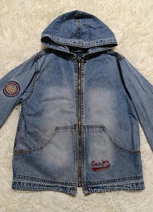 Детская джинсовая куртка толстовка синяя для девочки gee jay 6-7р, зр.128