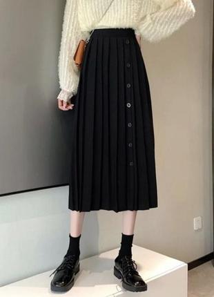 Черная шерстяная юбка плиссе alexander mcqueen, премиум класса, в складку, шерсть, миди,