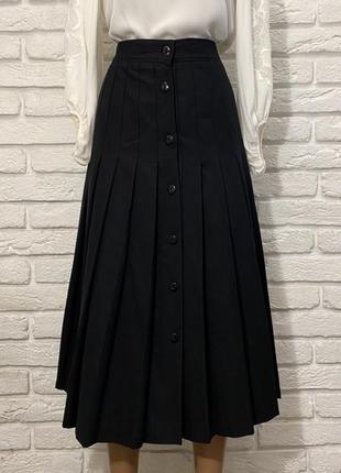 Черная шерстяная юбка плиссе alexander mcqueen, премиум класса, в складку, шерсть, миди,4 фото