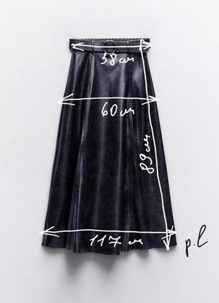 Крутая стильная многослойная юбка миди с экокожи от zara. цвет и качество -бомба.10 фото