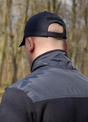 Тактическая кепка с липучками под шеврон темно-синяя / мужская бейсболка регулируемая