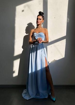 Корсет с стразами (можно комплектом с юбка длинная атлас)