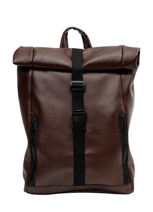 Женский коричневый рюкзак ролл для путешествий4 фото