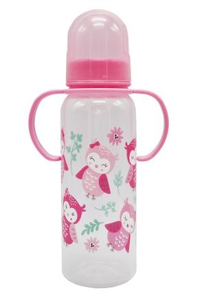 Бутылочка пластиковая с ручками mgz-0207(pink) 250 мл
