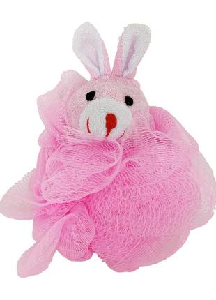 Мочалка для купания малышей зайчик mgz-0912(pink) нейлон